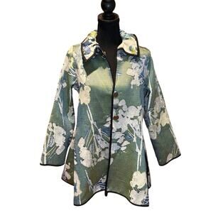 Women's I-Reversible Floral Reversible Swing Coat, Cotton Blend, Size Small, EUC